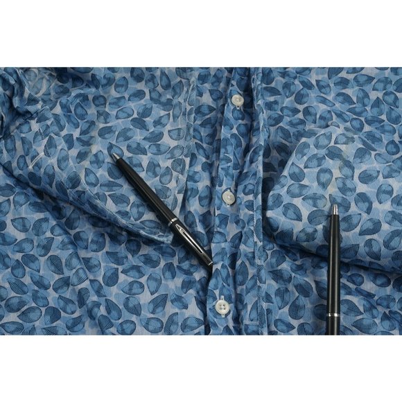 William Hunt Savile Row Men's 15.5 Blue Floral Cotton Luxury Button Up Shirt - Picture 10 of 10